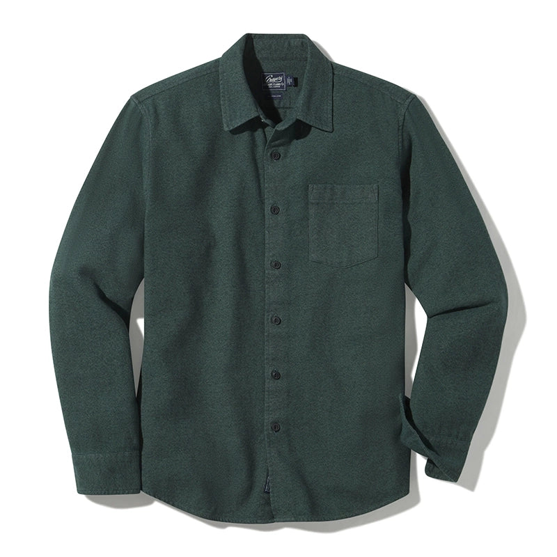 Grayers Harper 3 ply Jaspe Flannel in Forest Green, Flat lay view