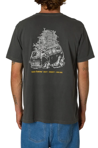 Haulin organic cotton graphic tee Lead back view – vintage 70s surf van illustration – The Simple Man