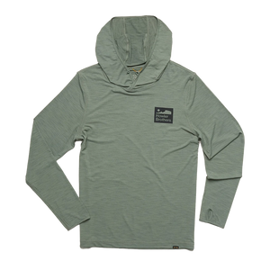 Howler Brothers HB Tech Hoodie in Agave Color, Flat Lay View