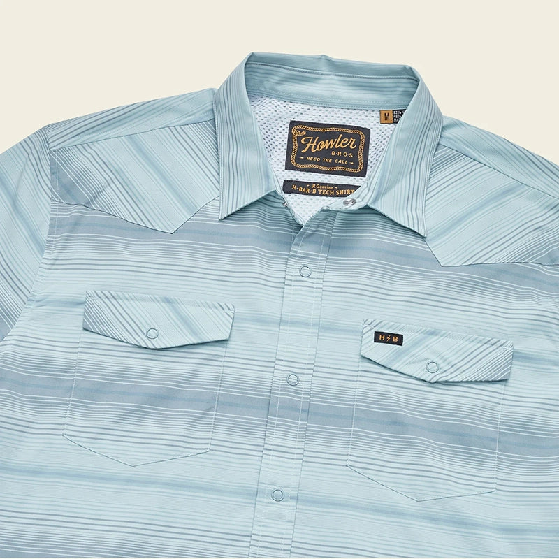 Howler Brothers H Bar B longlseeve tech shirt in Dusk Days Color, Close Up detail  view