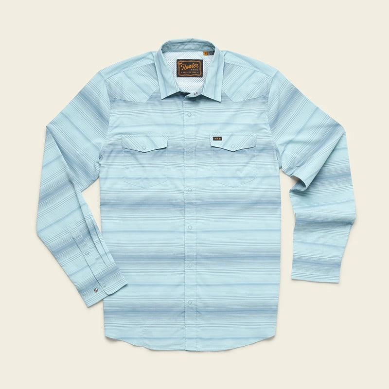Howler Brothers H Bar B longlseeve tech shirt in Dusk Days Color, Flat lay view
