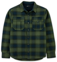 Jetty Hull Shirt Jacket – Army green and navy plaid flannel with dual chest pockets and snap buttons – The Simple Man”