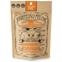 Righteous Felon Habanero Escobar Beef Jerky in 2oz Pouch, Front View