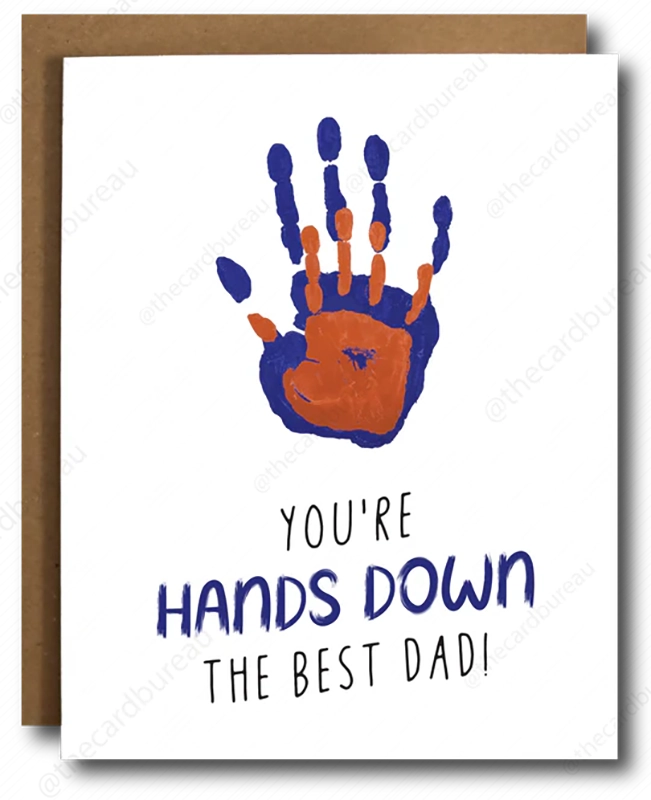 Hands Down the Best Dad Father's Day card with children art hand print