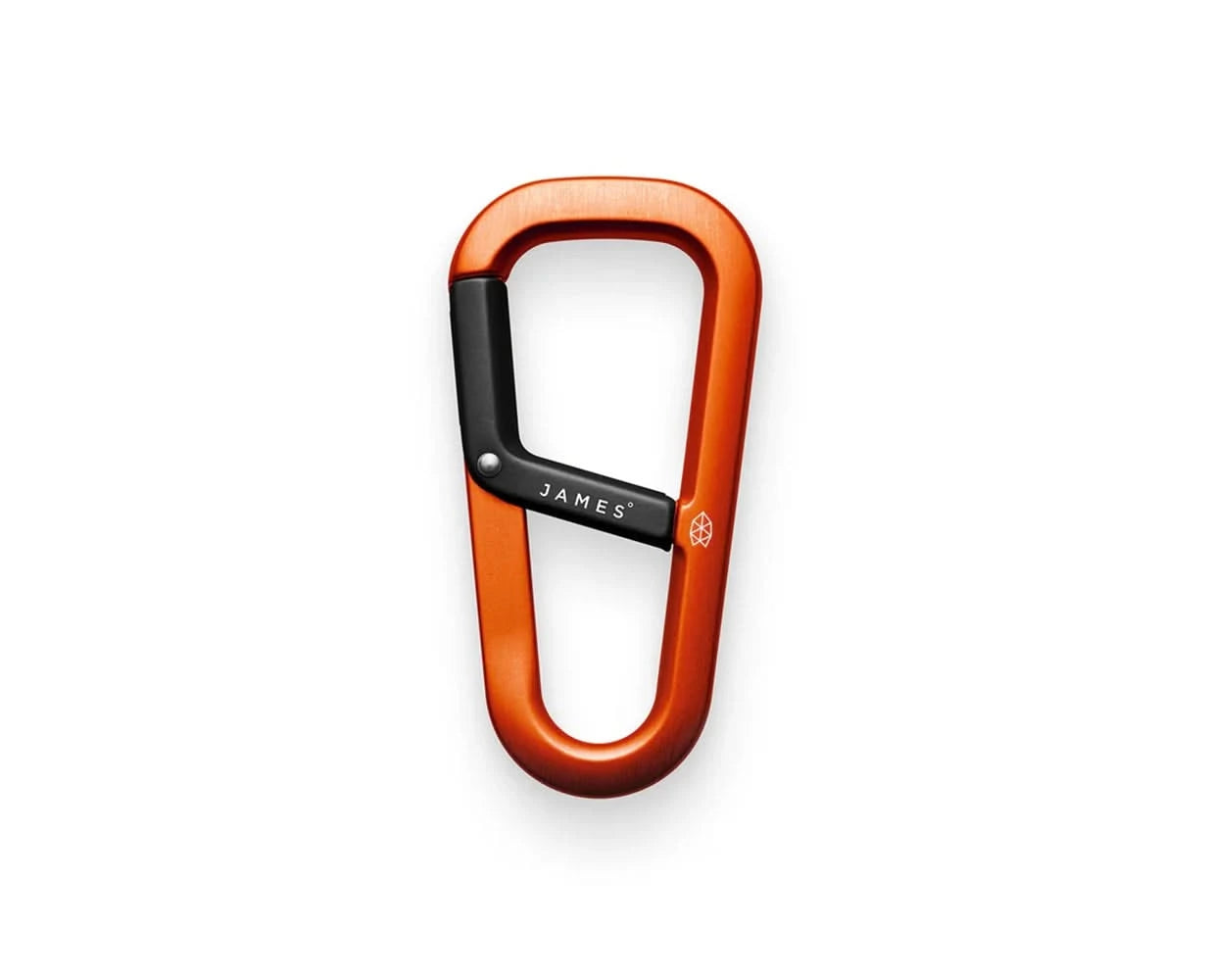 Orange and black drop-forged carabiner for everyday carry by The James Brand, sold at The Simple Man
