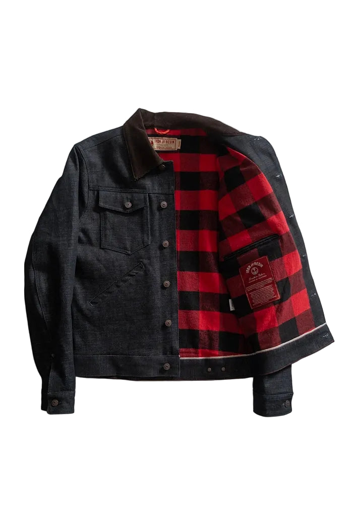 Interior flannel lining of Harris selvedge denim jacket