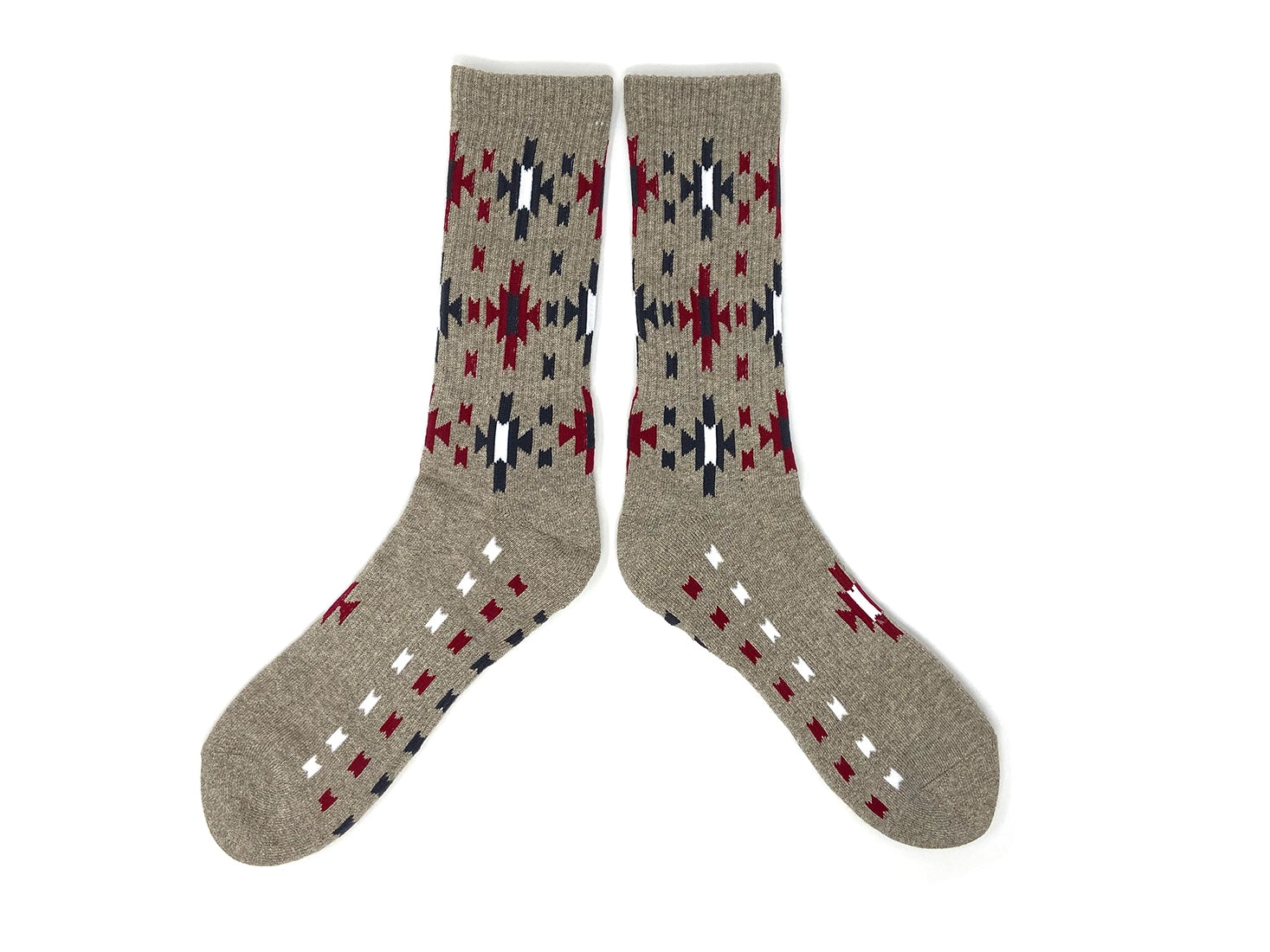 Heather sun burst men’s socks made in USA with woven southwest design