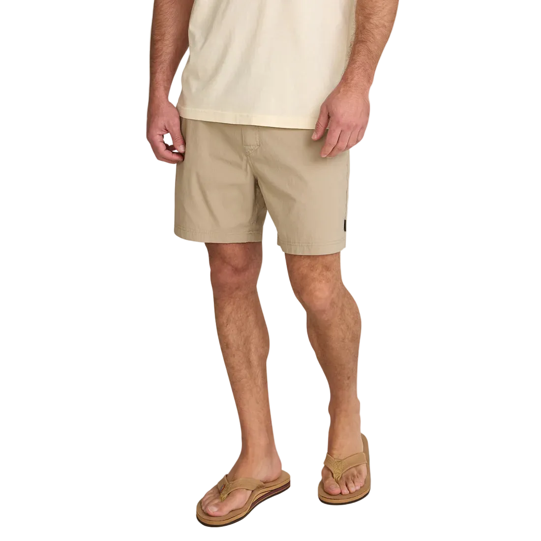 Howler Brothers Horizon Tech Shorts Driftwood – front side view men's lightweight hybrid shorts with 6 inch inseam