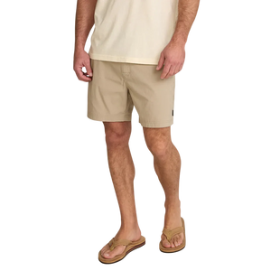 Howler Brothers Horizon Tech Shorts Driftwood – front side view men's lightweight hybrid shorts with 6 inch inseam