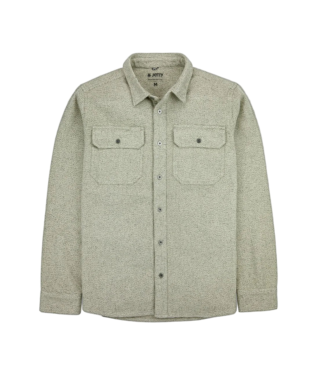 Men’s heavy-duty tan work shirt made from 100% cotton with dual chest pockets and laser-engraved buttons – Horizon Shirt by The Simple Man.