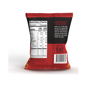 Back of the 3oz Hot BBQ peanut packet with nutrition facts and a barcode