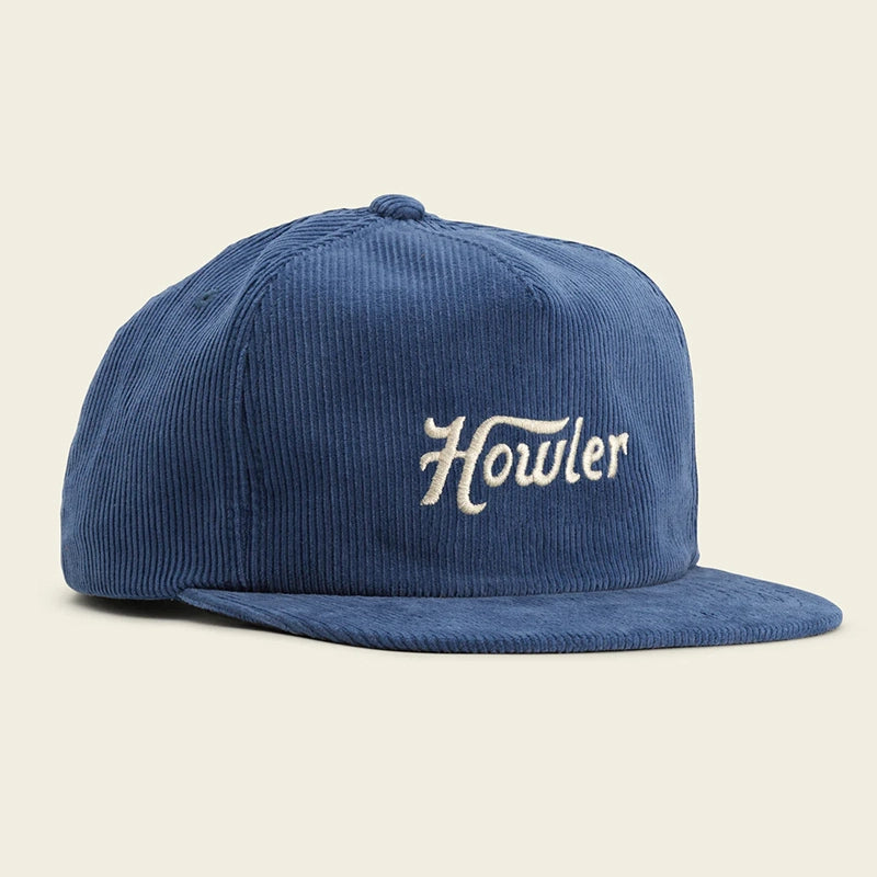Howler Brother Script Snapback hat in mirage Blue Corduroy