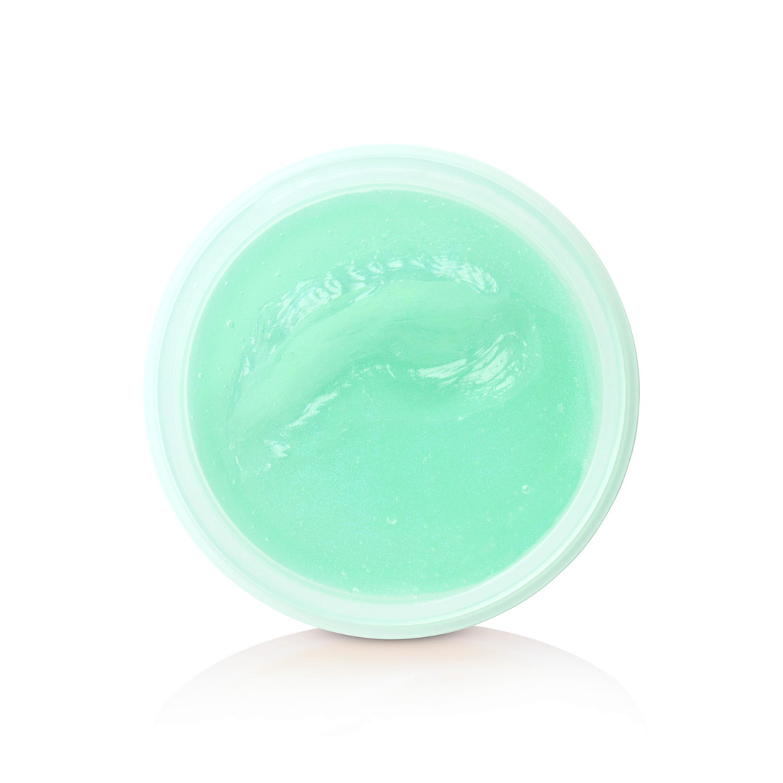 Open jar of seafoam-green Hybridized Wax, top-down detail