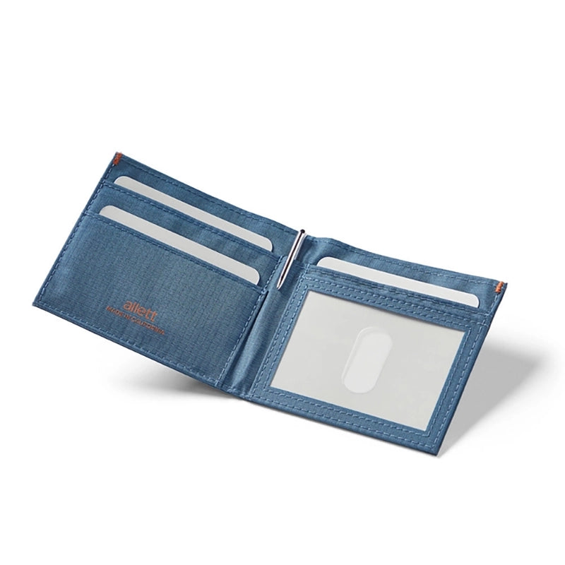 Allett ID Wallet in Indigo Blue, open wide  view