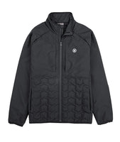 Front view of the Inlet Puffer Jacket in black – lightweight packable men’s winter jacket with zip pockets and quilted Oystex fill.