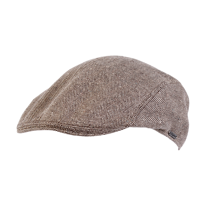Wigens Modern Ivy Cap in silk/cotton blend, brown herringbone color