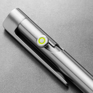The James Brand Kent silver bolt-action pen clip detail