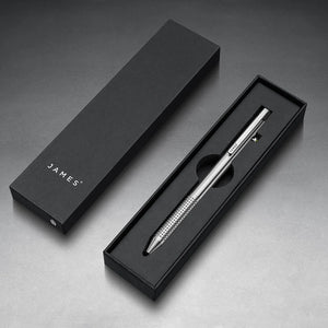 The James Brand Kent bolt-action pen in silver soldier view