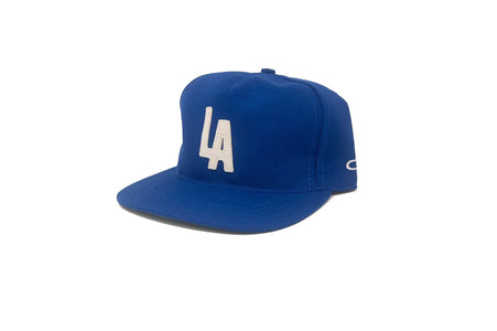 LA City Series III stadium snapback hat in blue with vintage felt LA applique