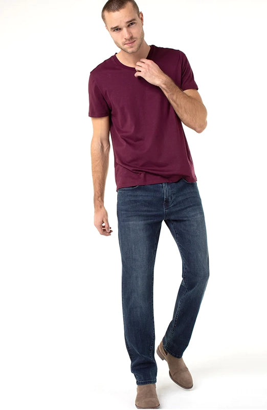 Model Wearing Liverpool Regent Relaxed Straight Jeans in Palo Alto Dark color, Front View