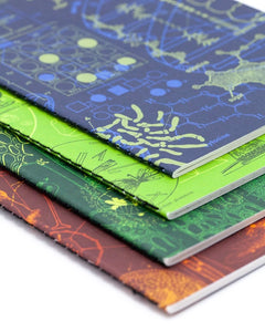 Science-themed pocket notebook set featuring Chemistry, Biology, Microbiology, and DNA covers – The Simple Man