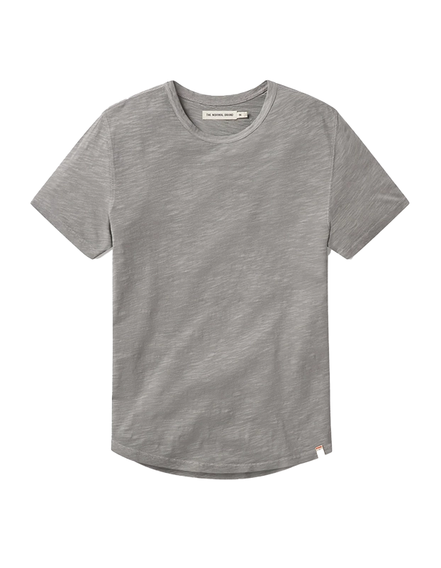 The Normal Brand Legacy Jersey Short sleeve t-shirt in greystone color, flat lay view