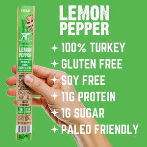Righteous Felon lemon Pepper Snack Stick Info Graphic detailing Benefits