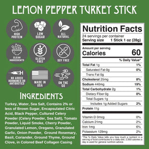 Righteous Felon lemon Pepper Snack Stick Nutritional Info Graphic Chart