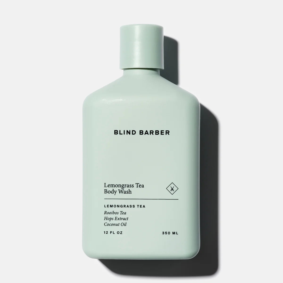 Blind Barber Lemongrass Tea Body Wash mint green bottle, product shot, The Simple Man