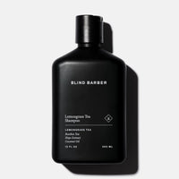 Blind Barber Lemongrass Tea Shampoo black bottle, product shot, The Simple Man