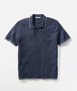 Liam Sweater Polo – Dark Indigo Knit Polo Shirt