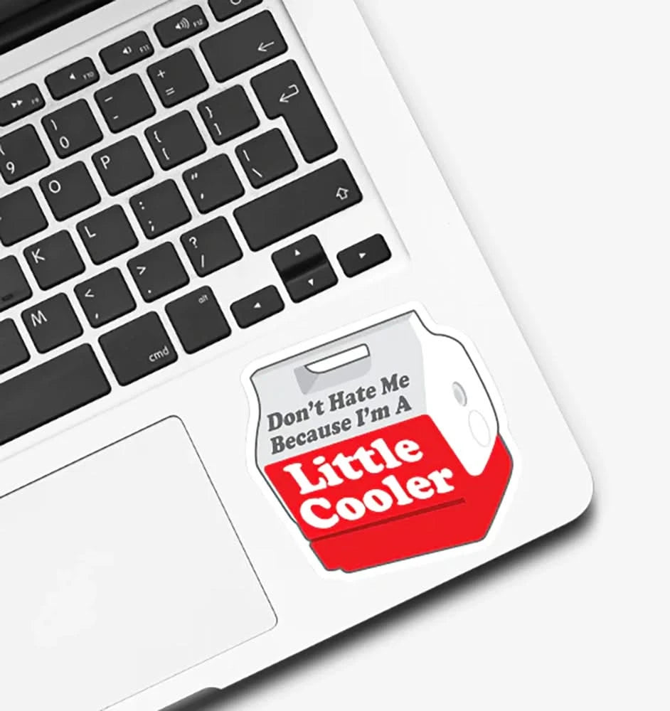 Funny Little Cooler waterproof sticker on laptop – 3 inch red decal from The Simple Man