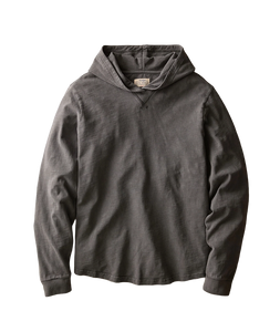 Luxe Slub Hoodie in Asphalt flat lay front view showing pullover hood and long sleeves - The Simple Man