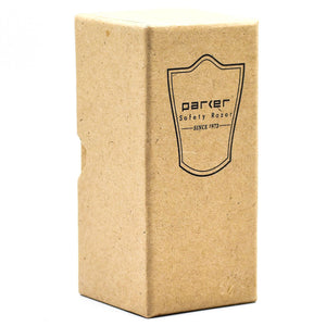 Parker Safety Razor branded kraft gift box for the Ivory Marbled Black Badger shaving brush.
