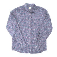 DIBI Cotton Floral long sleeved button down shirt in Mauve, Flat lay view