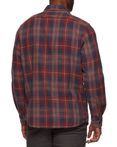 Morrisville Flannel shirt in Wine/navy, rear view