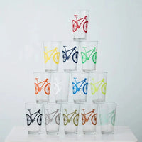 Mountain Bike Screen printed Beer Pint, showing 13 Color options