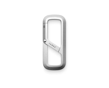 Front view of silver Madison carabiner – lightweight aluminum key clip from The James Brand at The Simple Man