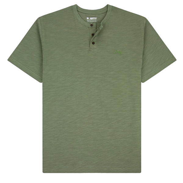 Mariana Slub Henley Green | Heavyweight Cotton Shirt - The Simple Man