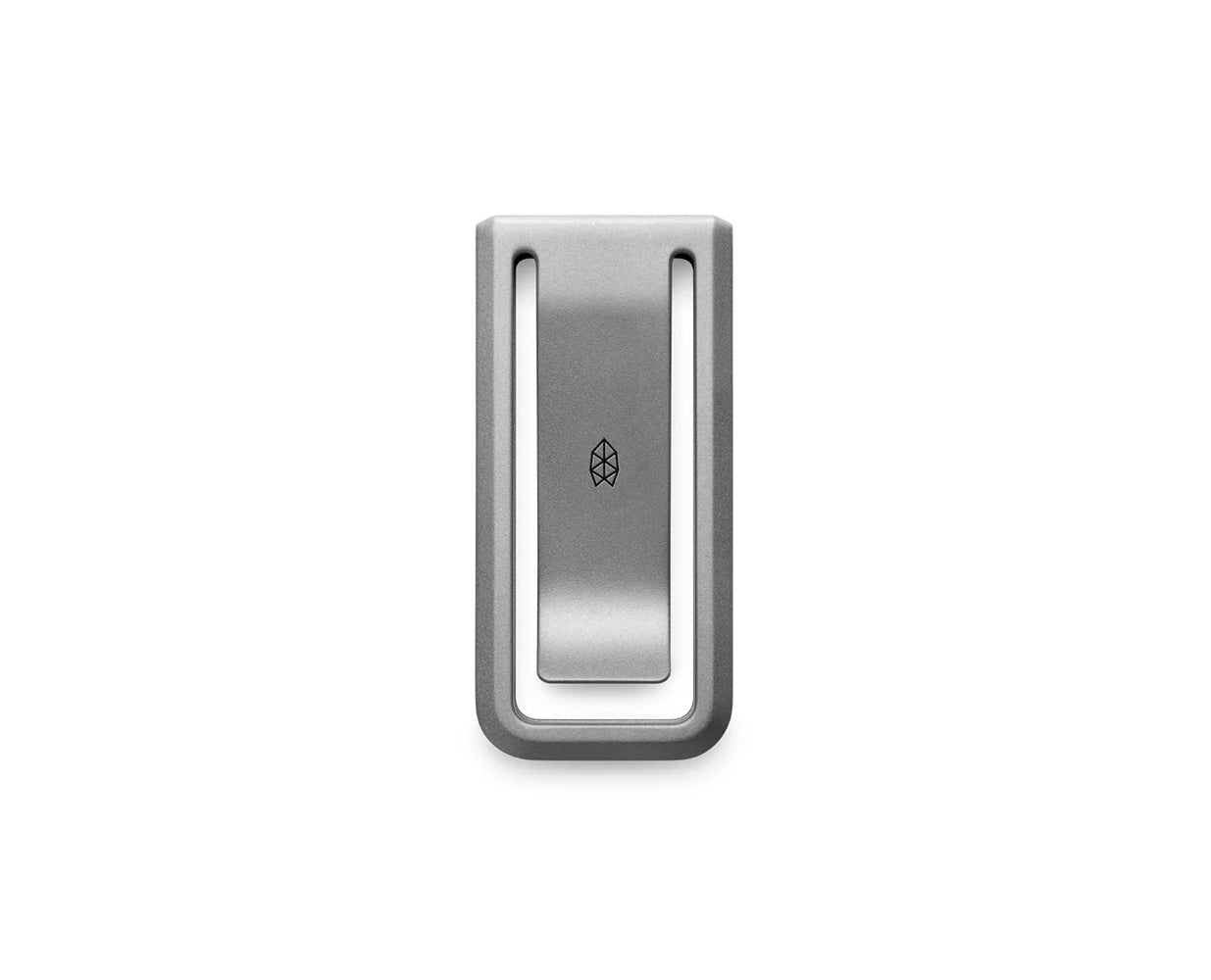 Top-down view of The Martindale minimalist titanium money clip by The James Brand