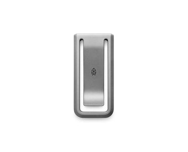 Top-down view of The Martindale minimalist titanium money clip by The James Brand