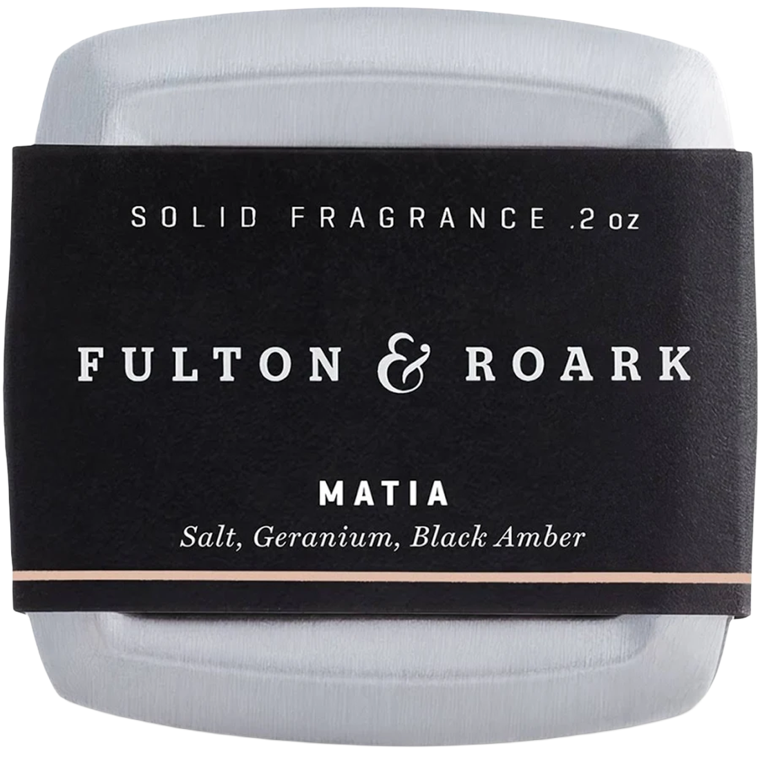Fulton & Roark Matia Solid Fragrance in metal travel container, product shot