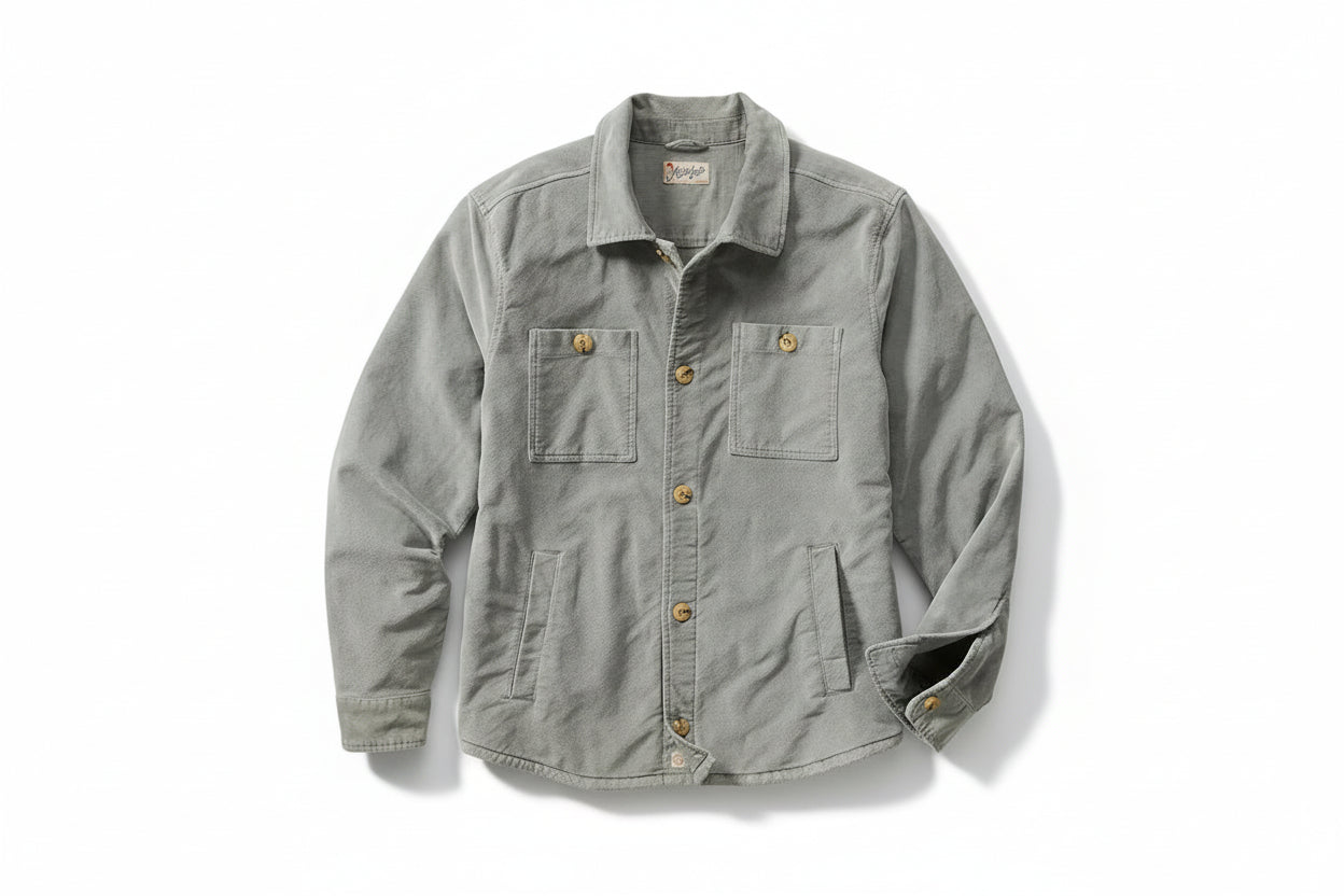 Max moleskin overshirt in slate men’s button-up shirt jacket