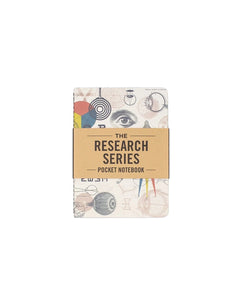 Front cover of Medicine Pocket Notebook with kraft wrap labeled The Research Series Pocket Notebook