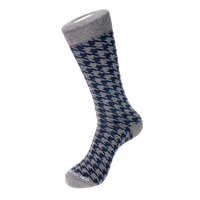 Unsimply Stitched Medium Houndstooth Sock in Heather Grey Navy, flat lay view of pattern
