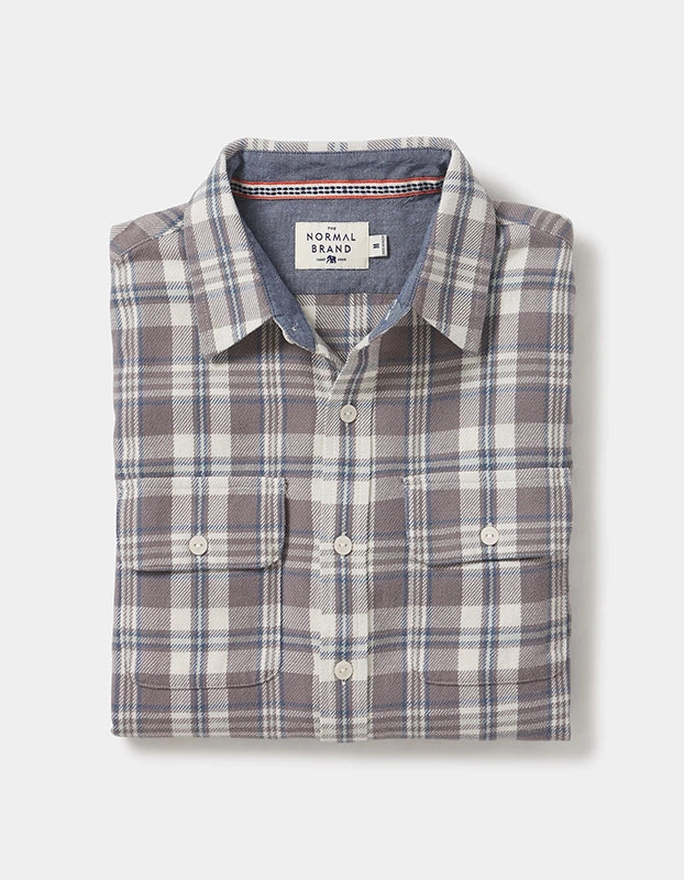 The Normal Brand Mountain Overshirt in Blue Haze, Flat Lay view