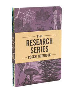 Natural Science Pocket Notebook 4-pack with purple forest design and kraft paper band – eco-friendly pocket journals from The Simple Man Omaha