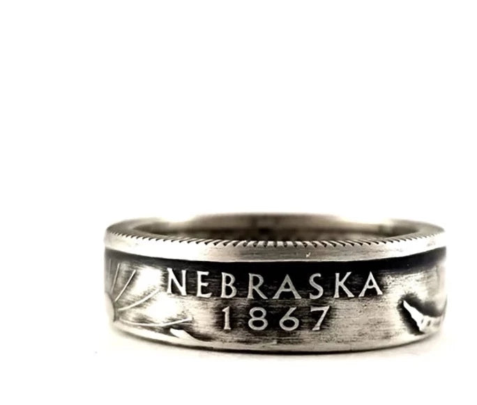 Nebraska Quarter Ring - 90% silver - Antiqued Finish