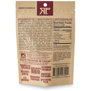 Righteous Felon OG Hickory Beef Jerky in 2oz Pouch, Rear View