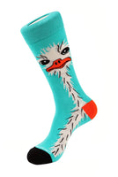 Ostrich Socks Teal with white ostrich image stitched into the side of sock